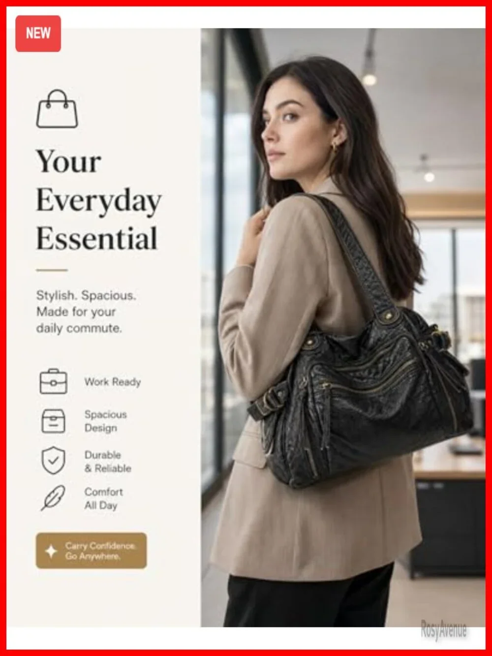 City Bag Hobo Tote for Women Large PU Leather Handbag Shoulder Crossbody Purse